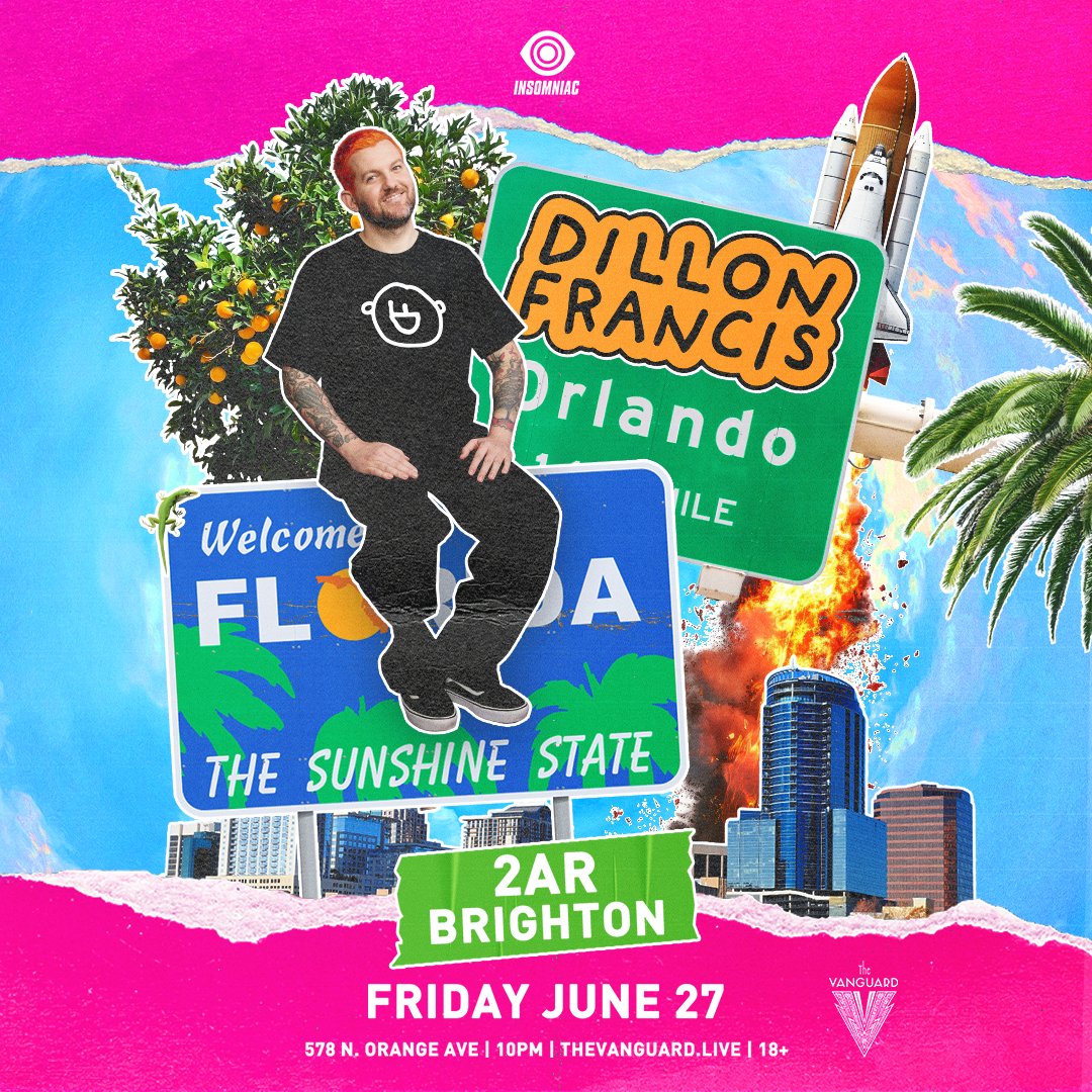 The Vanguard Orlando (@vanguard407) on Twitter photo Florida Man’s not coming alone. 👀🌴 <a href="/DillonFrancis/">dillonfrancis</a> takes over Orlando on June 27 with support from <a href="/2AR_music/">2AR</a> and <a href="/brighton_dj/">Dj Of Brighton</a>. 🔥 Florida Man’s not coming alone. 👀🌴 <a href="/DillonFrancis/">dillonfrancis</a> takes over Orlando on June 27 with support from <a href="/2AR_music/">2AR</a> and <a href="/brighton_dj/">Dj Of Brighton</a>. 🔥