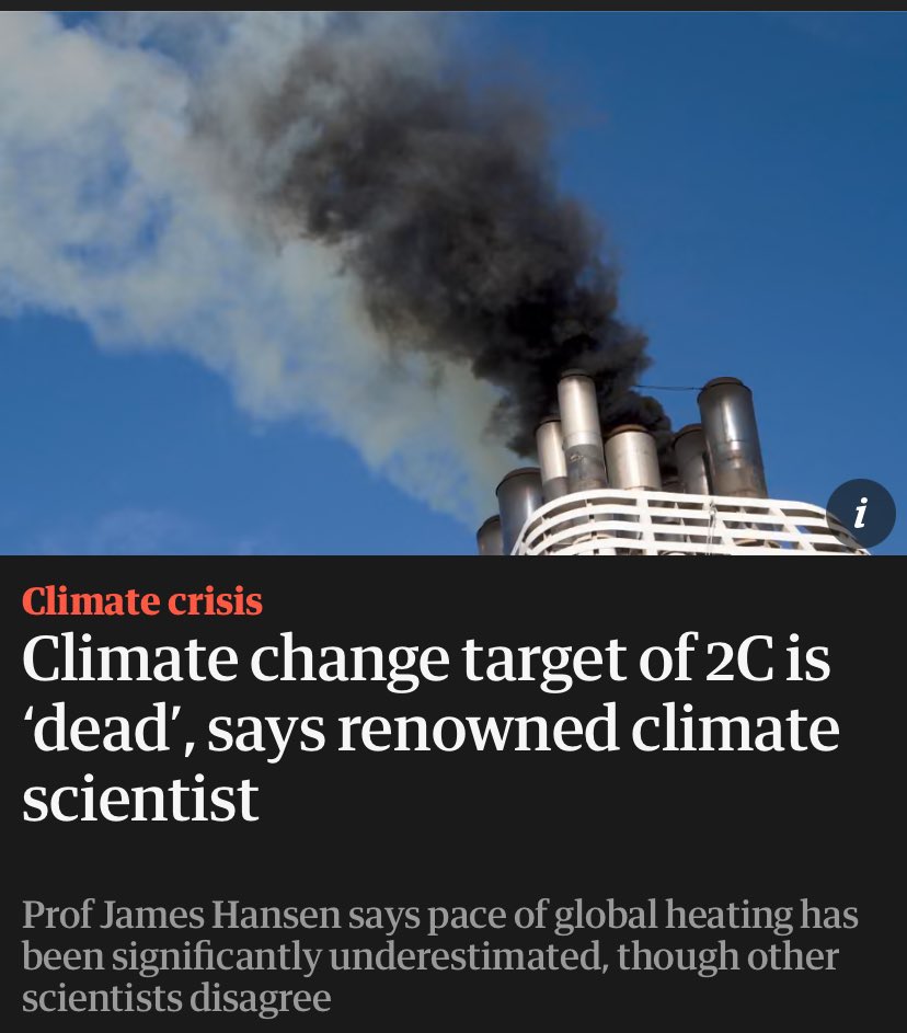 We’ll pass 2C within 10 years.
2C will likely fast track us to 4C in decades.
4C means death for most of the 8 billion people who live on this planet.

We’re being led by warmongers &amp; fossil fuel shills at the worst possible time. 

But then, that’s very much part of the plan.