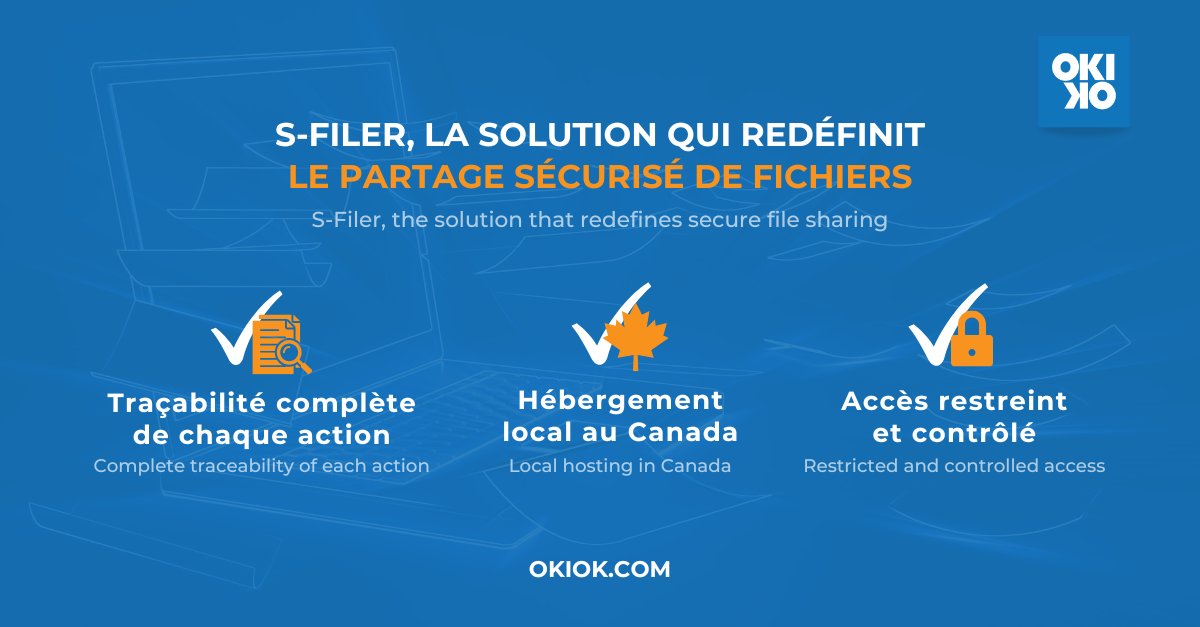 Partage de fichiers sécurisé? Optez pour S-Filer :
✅ Traçabilité | 🇨🇦 Hébergement local | 🔐 Accès contrôlé
-
Secure file sharing? Choose S-Filer:
✅ Traceability | 🇨🇦 Local hosting | 🔐 Controlled access
okiok.com/products/secur…