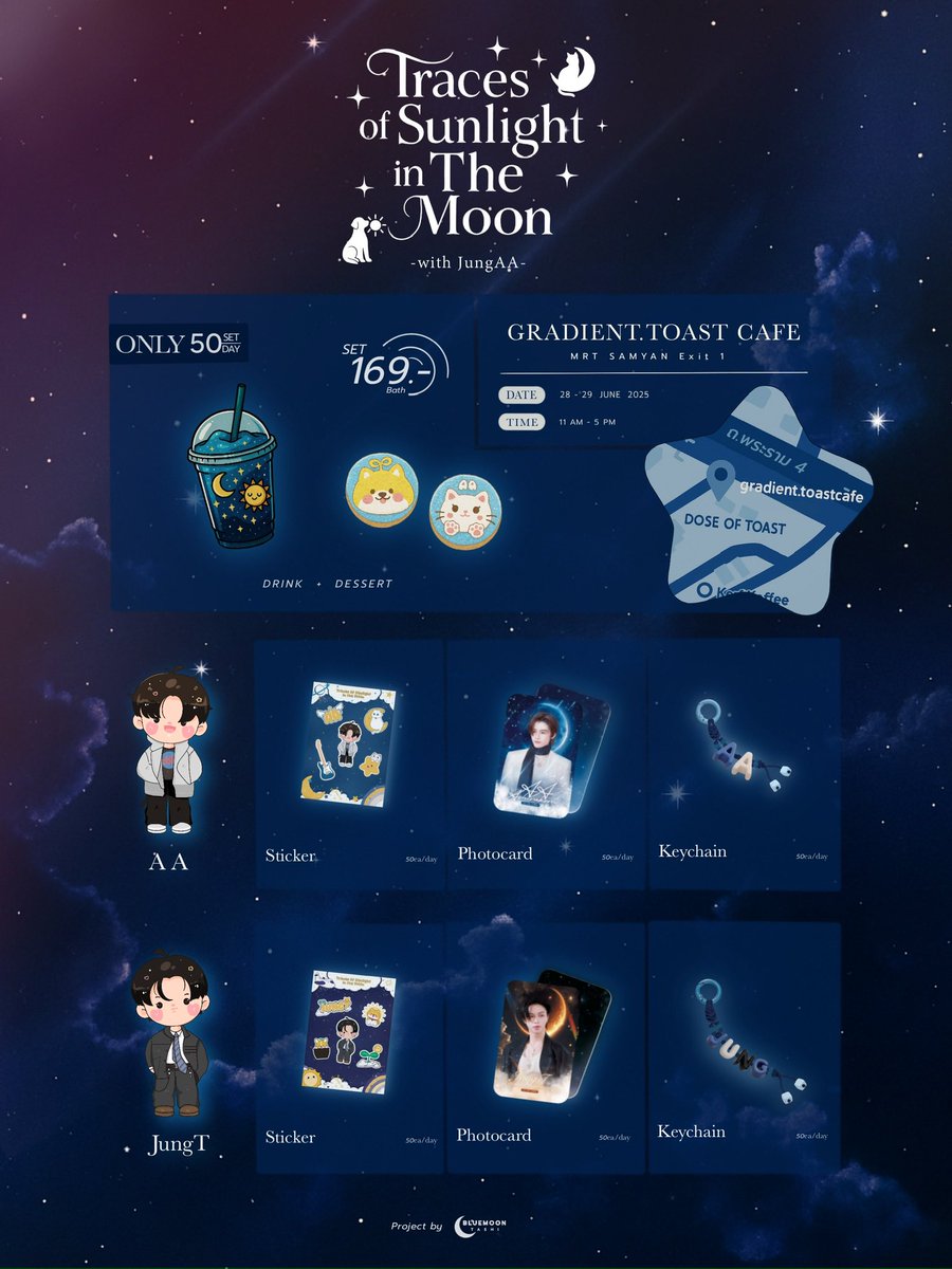BlueMoon_Ashi's tweet photo. 🌞𝑇𝑟𝑎𝑐𝑒𝑠 𝑜𝑓 𝑆𝑢𝑛𝑙𝑖𝑔ℎ𝑡 𝑖𝑛 𝑡ℎ𝑒 𝑀𝑜𝑜𝑛 🌕
AA ✮ JUNGT Birthday Project
🗓️ : 28 - 29 June 2025
⏰ : 11 AM - 5 PM
📍: Gradient.toastcafe MRT SAMYAN Exit 1
ใครว่างๆแวะมาหาสองอ้วมๆได้น้าค้าาาา🤍🩵
#SunlightInTheMoonwithJUNGAA
#AAashirakorn #JUNGT https://t.co/n53UEZD7Gh