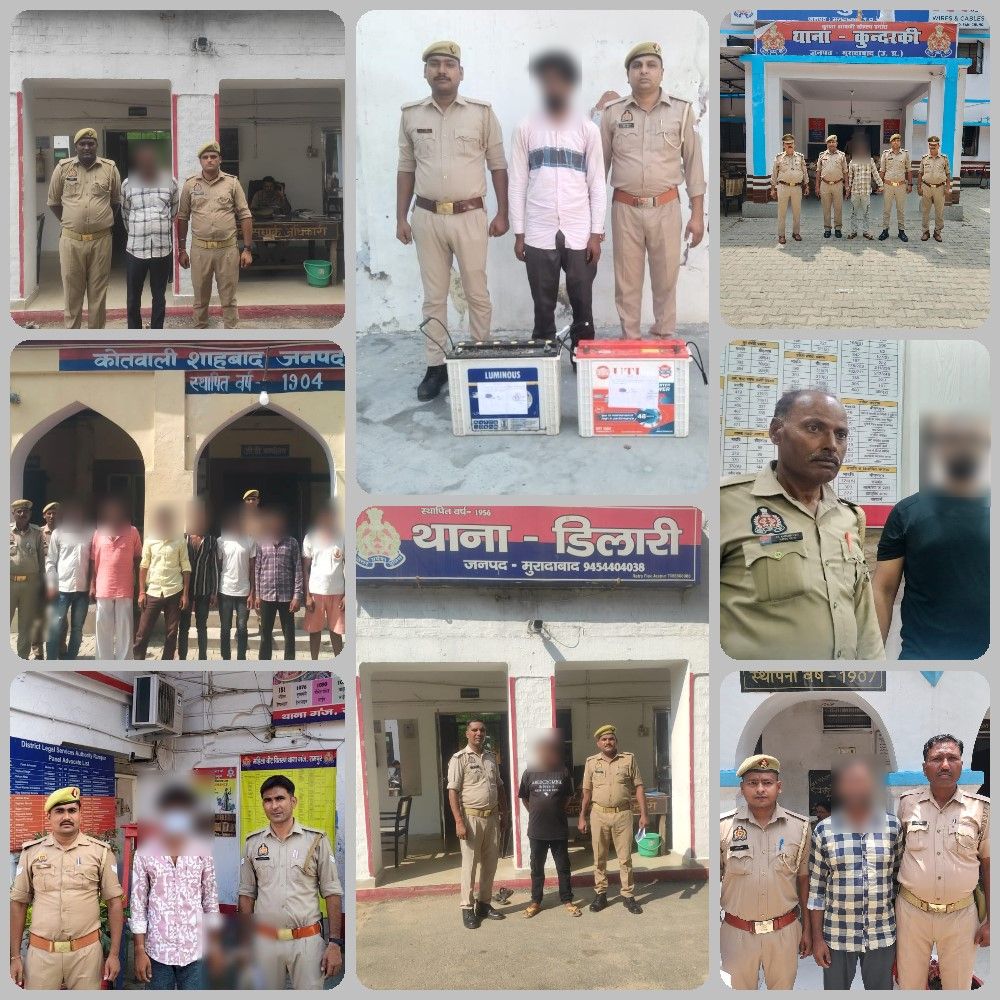 DIG Range Moradabad (@digmoradabad) on Twitter photo .<a href="/digmoradabad/">DIG Range Moradabad</a> <a href="/IPSMUNIRAJ/">Muniraj Gobu</a> G के निर्देशन में अपराध नियंत्रण व कानून व्यवस्था सुदृढ़ बनाये रखने हेतु प्रतिदिन चलाये जा रहे अभियान #OPERATION_HUNT के अन्तर्गत परिक्षेत्र के जनपदों में 𝐍𝐁𝐖(वारंटी)-𝟑𝟏, वांछित-𝟏𝟏 व अन्य-𝟒𝟓 कुल-𝟖𝟕 अभियुक्तगण गिरफ्तार किए।
#UPPolice .<a href="/digmoradabad/">DIG Range Moradabad</a> <a href="/IPSMUNIRAJ/">Muniraj Gobu</a> G के निर्देशन में अपराध नियंत्रण व कानून व्यवस्था सुदृढ़ बनाये रखने हेतु प्रतिदिन चलाये जा रहे अभियान #OPERATION_HUNT के अन्तर्गत परिक्षेत्र के जनपदों में 𝐍𝐁𝐖(वारंटी)-𝟑𝟏, वांछित-𝟏𝟏 व अन्य-𝟒𝟓 कुल-𝟖𝟕 अभियुक्तगण गिरफ्तार किए।
#UPPolice