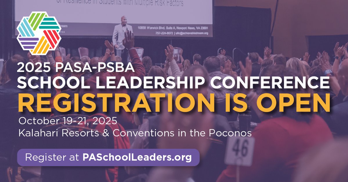 Don't miss out! Registration is open for the PASA-PSBA School Leadership Conference, Oct 19-21 at Kalahari! Secure your spot: PASchoolLeaders.org 

#PASLC2025
