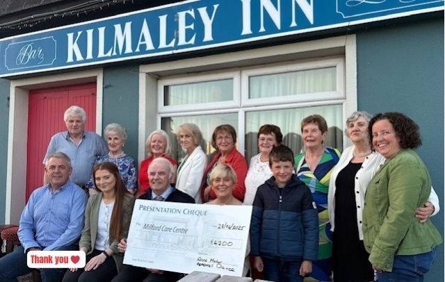 Well done to Michael Maher on raising fantastic funds from this year’s Anne Maher Memorial Dance, held in April.  Michael does a wonderful job each year organising this special event at the Kilmaley Inn, in loving memory of the late Anne Maher (RIP)