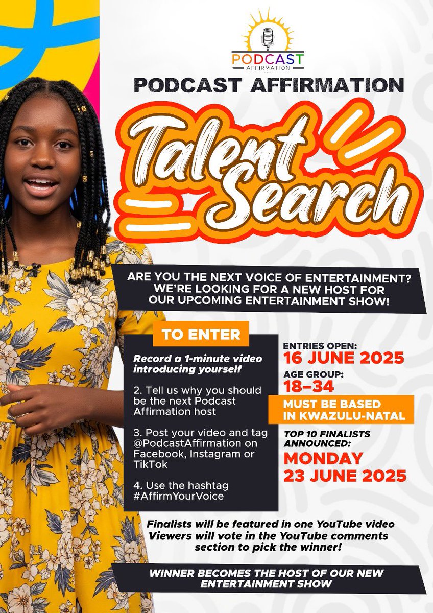 Podcastaffirmat's tweet photo. Podcast Affirmations presents a Talent search competition. https://t.co/xTObDq1HrC