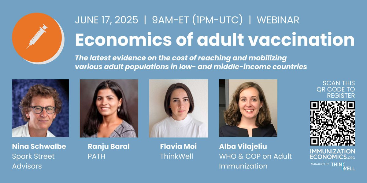 The IFA supports lifelong immunization as key to #healthyageing.
Join the June 17 webinar on the economics of adult vaccination in LMICs with experts from WHO, PATH &amp; more.
9AM ET | 1PM UTC  🔗 ow.ly/9tNf50W8jNL
Learn more: ow.ly/9ZtL50W8jNK