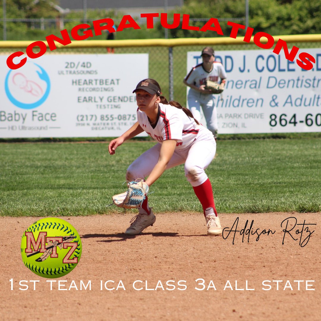 Congrats to <a href="/AddisonRotz/">Addison Rotz</a> for her <a href="/ica_softball/">ICA Softball</a> selection to Class 3A All-State 1st Team. Her second selection to 1st team and third selection to the All-Sate roster for this junior!
