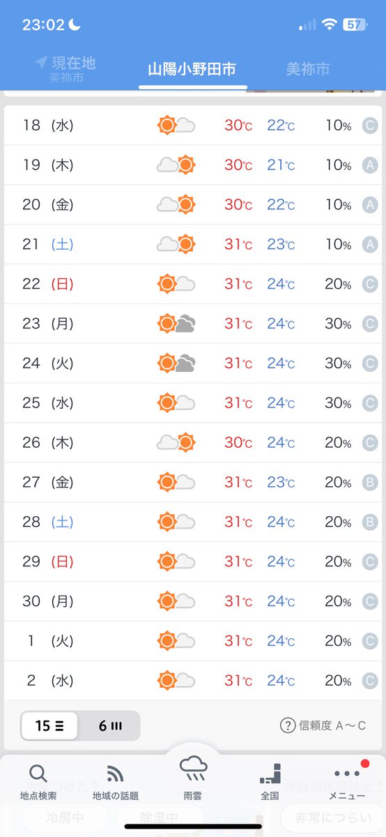 今って梅雨だよね(笑)

#梅雨の天気予報
#梅雨が明けたの
#異常な気温