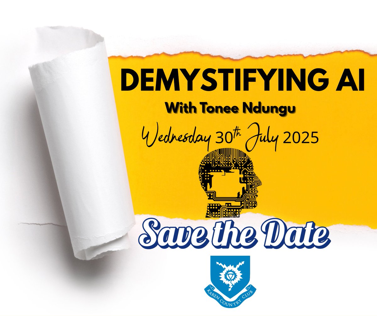 Demystifying #AI with <a href="/ToneeNdungu/">Tonee Ndungu</a> 

#SaveTheDate #WeAreKaren