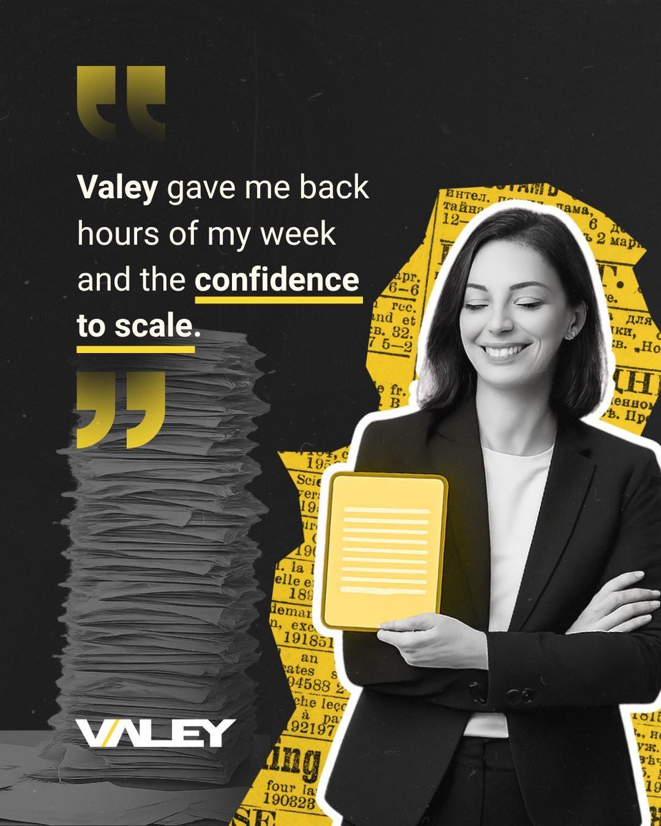 valeyhq's tweet image. Our clients say it best:

&quot;Valey gave me back hours of my week and the confidence to scale.&quot;

Ready for your own transformation?

Let&apos;s talk.

#ClientTestimonial #FounderSupport #OperationsTransformation #TimeFreedom