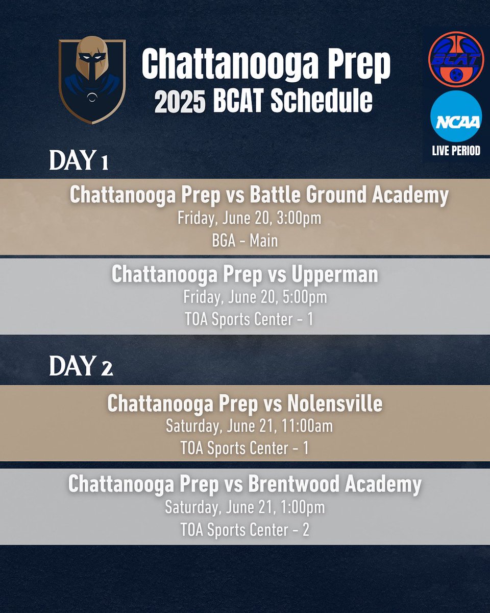 🚨 Coaches 🚨 Come check us out in Franklin, TN for the 2025 BCAT Hoopfest (<a href="/BCATHOOPS/">BCAT</a>) . We will be playing both Friday &amp; Saturday. Hope to see you there #chattprepbasketball