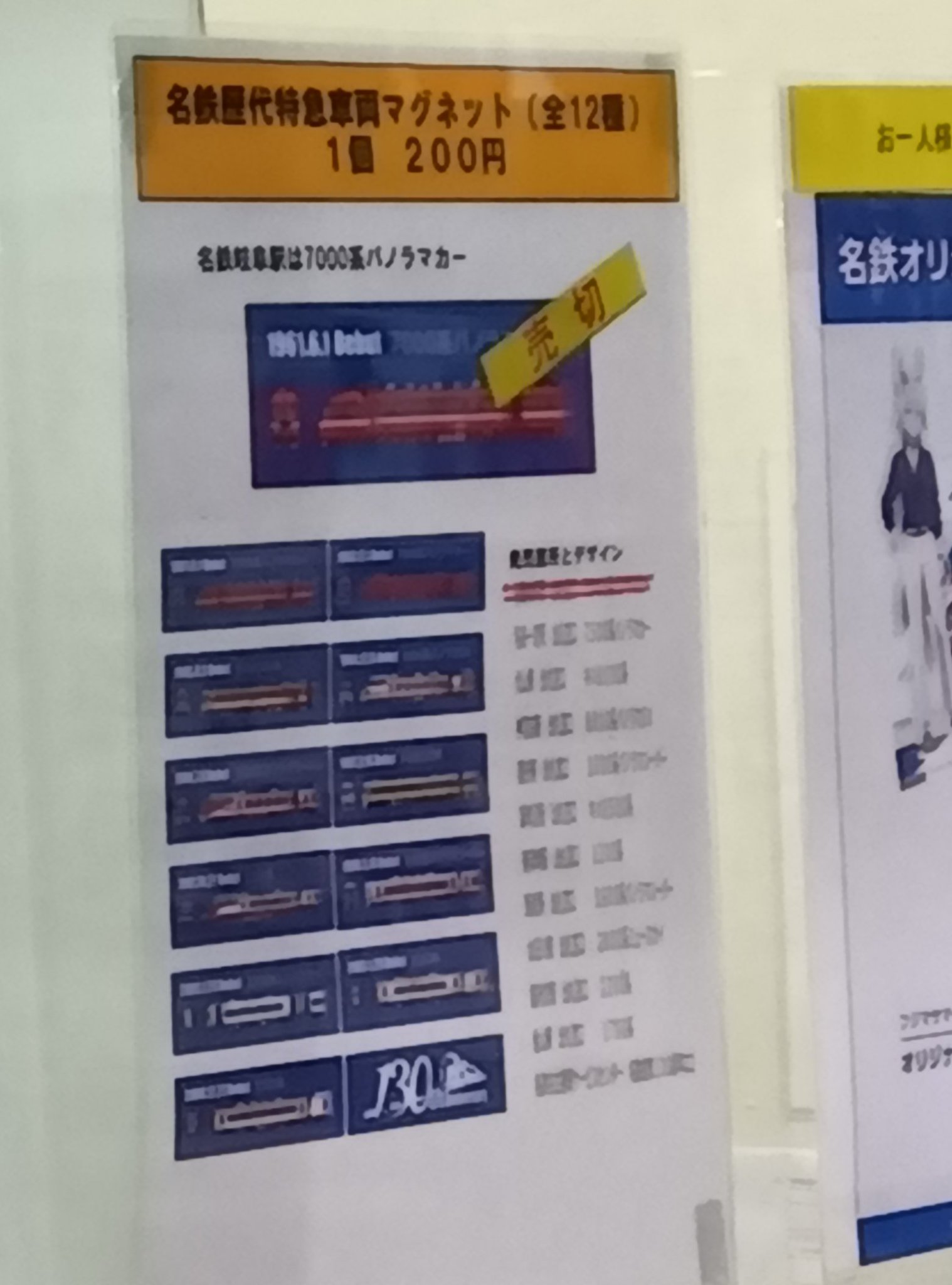 【現品限り】名鉄　歴代特急マグネット　15枚コンプリートセット 限定】名鉄 歴代特急車両マグネット 全15種 コンプリートセット