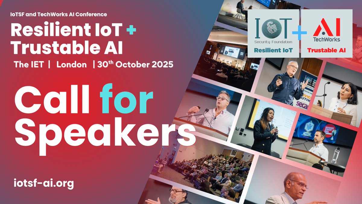 IoT_SF's tweet image. Don't miss your chance to speak! 🎤
Submit your proposals for the 2025 AI & IoT Conference on themes like Ethical Hacking, AI/ML regulatory compliance (EU AI Act, US EO’s), or Quantum/AI/ML intersections.
Deadline: July 11th!
iotsf-ai.org/#callforspeake…
#CallForSpeakers