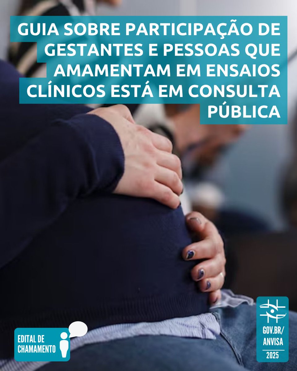 A Anvisa publicou um edital para recolher contribuições sobre a inclusão de gestantes e pessoas que amamentam em pesquisas clínicas de medicamentos. Acesse a matéria completa em nosso portal, onde constam o formulário eletrônico para participação e outras informações.