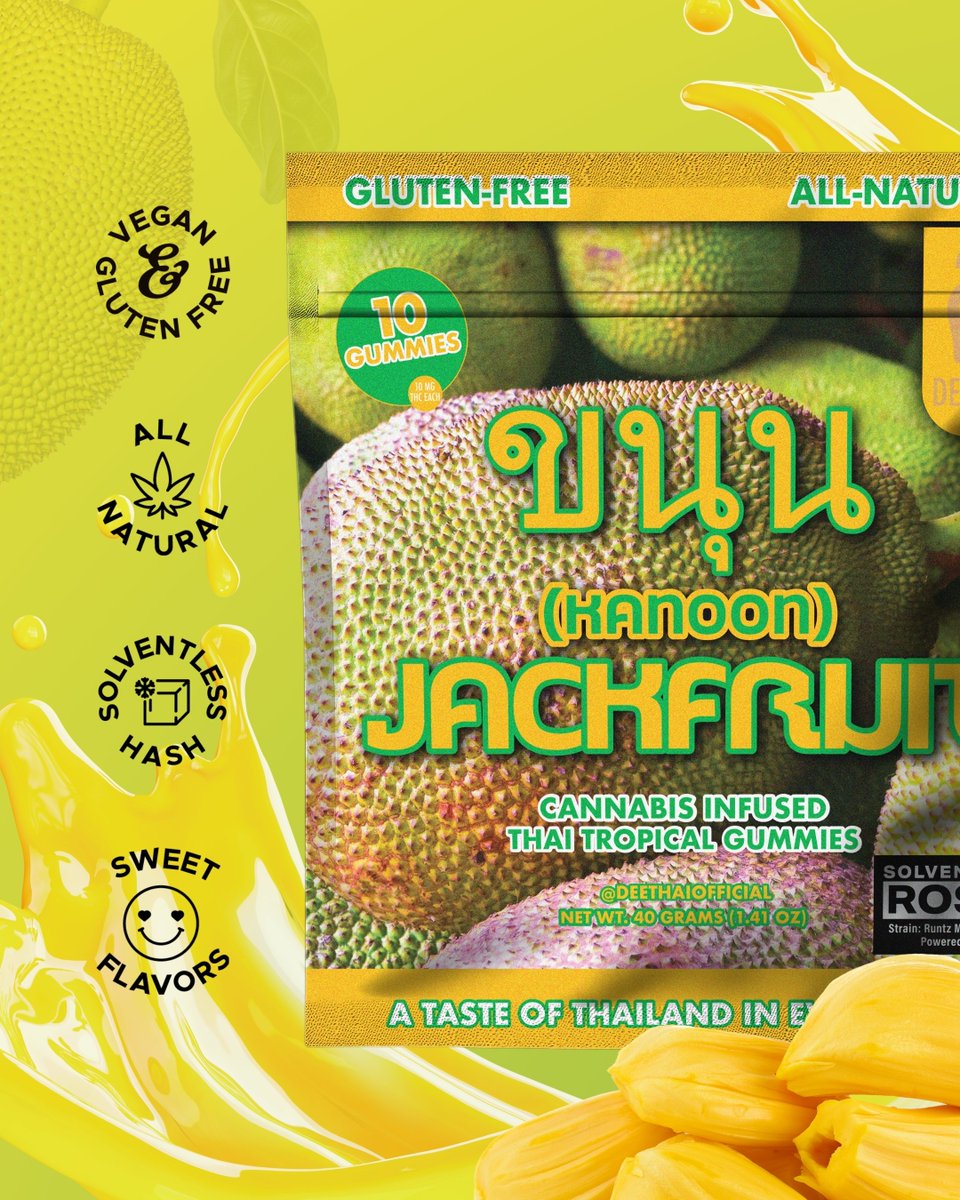 DeeThaiOfficial's tweet photo. Have you ever tried Jackfruit?
It's sweet, and uniquely delicious. Our Jackfruit Gummies bring the bold, fruity vibes of this seasonal 💛
#DeeMeansGood #TasteofThailand https://t.co/yUAUmByOpf