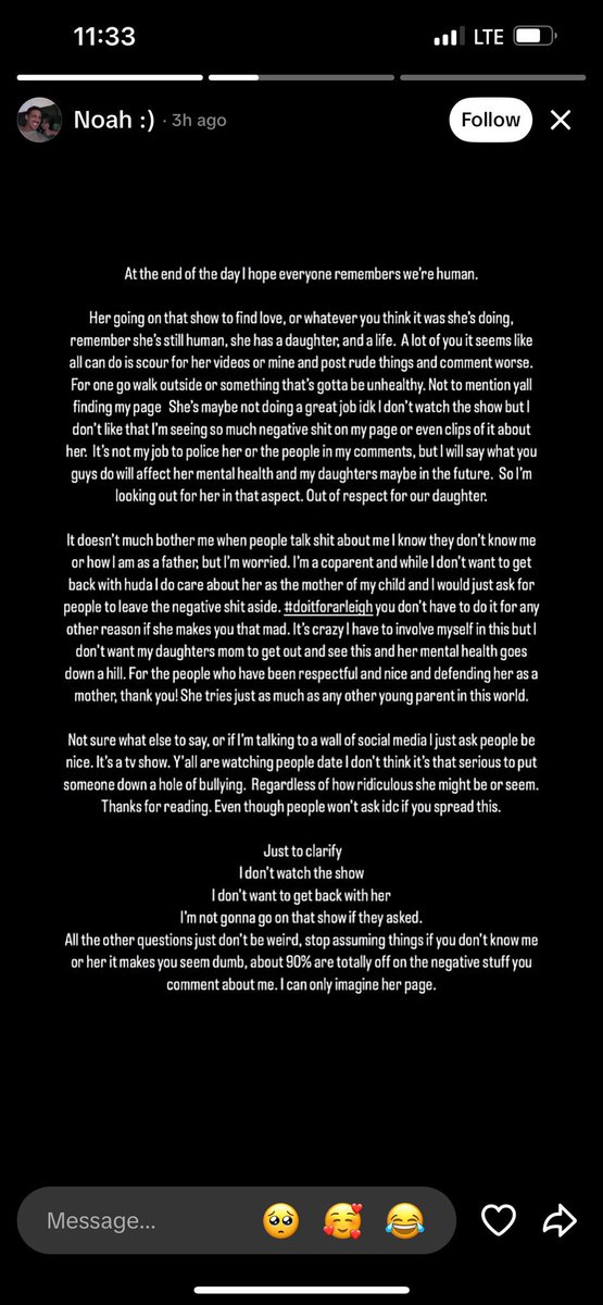 IrrelevantFaq's tweet photo. Huda’s baby daddy has made a statement asking yall to stop the hate. Yall can have opinions but there’s too many of yall being straight up disrespectful. #LoveIsland #LoveIslandUSA https://t.co/l7JJWO9S6k