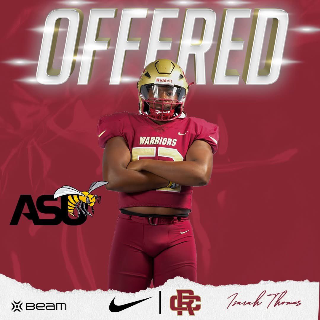Russell County High Football (@rcwarriorsfb) on Twitter photo Big congrats to <a href="/zaeontopsoon/">Isaiah ‘IT’ Thomas</a> on receiving an offer from Alabama State University! The work is paying off. Proud of you! #WarriorNation #ASU #HornetNation #RecruitTheCounty #431boyz Big congrats to <a href="/zaeontopsoon/">Isaiah ‘IT’ Thomas</a> on receiving an offer from Alabama State University! The work is paying off. Proud of you! #WarriorNation #ASU #HornetNation #RecruitTheCounty #431boyz
