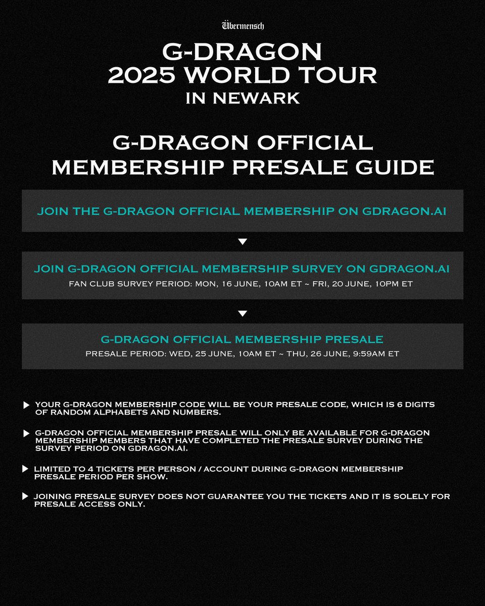 G-DRAGON 2025 WORLD TOUR IN NEWARK. AUGUST 22 AT PRUDENTIAL CENTER. Sign up for Presale Access at g-dragontour.com.
#GDRAGON #GD #위버맨쉬#GDRAGON2025 #GDWORLDTOUR2025 #GDWORLDTOUR #NEWARK #082225 #AEGPRESENTS