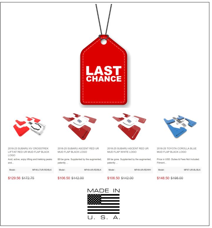 We're making room for new products 🧹, so several unique colorways have just been added to our Discontinuation List.

🟥 Last Chance 🟥 to save 25% on limited colors
rallyarmor.com/index.php/last… 

#rallyarmor #mudflaps #settingthestandardinmudflaps #madeintheusa
#subaru #impreza #wrx