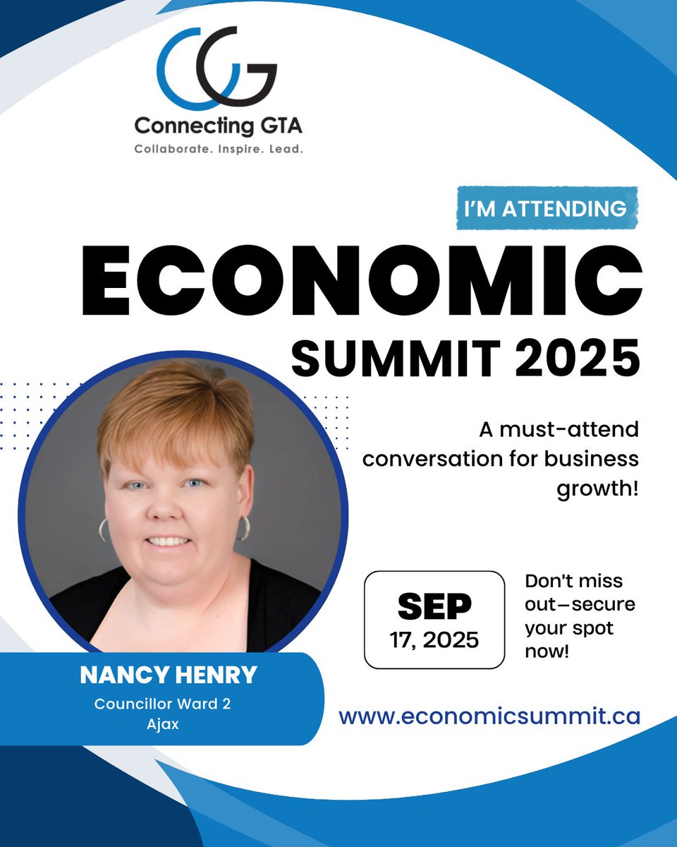 "Nancy Henry" is attending the Connecting GTA Economic Summit 2025!

🗓️ September 17, 2025
📍 937 Progress Ave, Scarborough
🔗 Register now: cgta.club/event-5941373

#GTAEconomicSummit2025 #SterlingLee #EconomicLeadership #RegisterNow