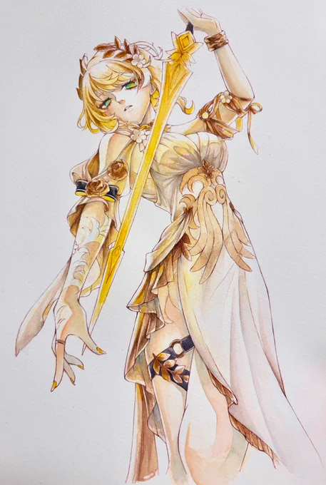 ちょっと線だけ修正したらもうデジタルに入ろうかな 全体的に同じ色のキャラは塗るの難しい