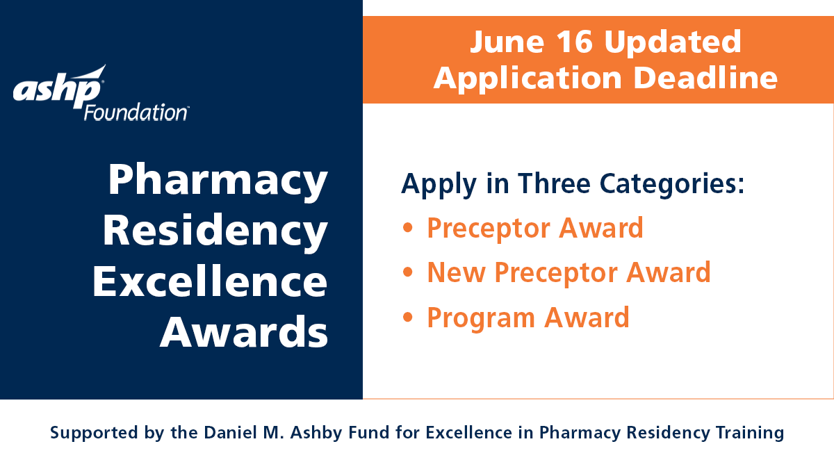 📣Today is the final day to apply for the ASHP Foundation Pharmacy Residency Excellence Awards! Honorees will receive up to $1,000 for travel and free registration for the ASHP Midyear Clinical Meeting in Las Vegas. ✈️🎲Time is running out! ⌛More info: hubs.ly/Q03scgyc0.