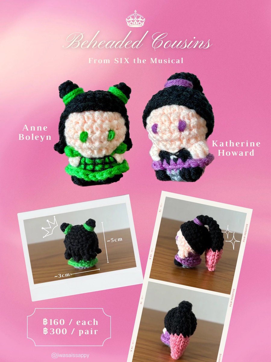 [rt appreciate💖]

PRE-ORDER ตุ๊กตาโครเชต์ 
#CurtainCall_TH 👑🪄
now - 13 july 2025

• wicked &amp; beheaded cousins (from six the musical)
• สำหรับนัดรับเท่านั้น @ บูธ B02
• หน้างานมีไปวางแค่นิดหน่อยค่ะ

🔗 forms.gle/zgxapzoJon76Li…

สงสัยตรงไหนสอบถามได้เลยค่า🙏