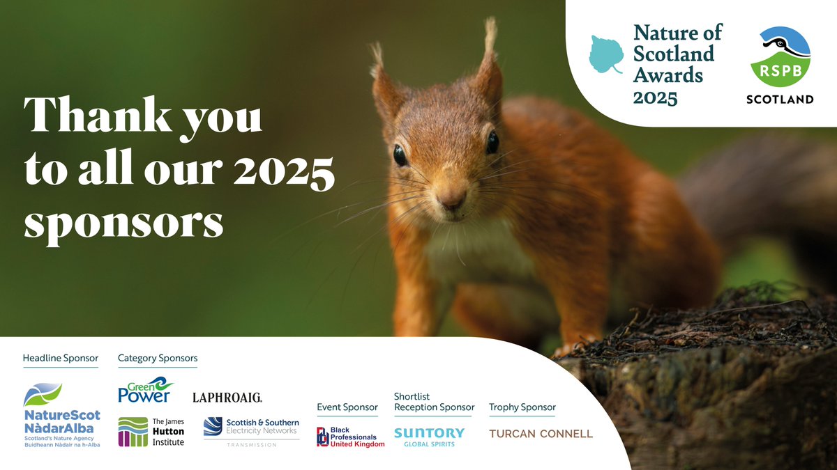 NatureofScot's tweet image. A huge thank you to our amazing sponsors for this year's @NatureofScot Awards. Your support allows us to celebrate the inspirational people, projects and organisations working to protect and restore Scotland's natural heritage.