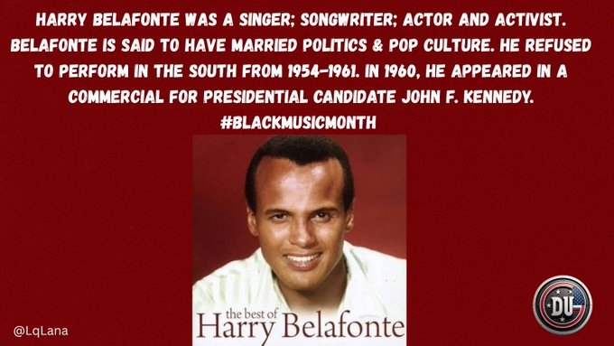 Harry Belafonte was an American singer, actor, and civil rights activist who popularized calypso music with international audiences in the 1950s and 1960s. 

Belafonte recorded in many different genres, including blues, folk, gospel, show tunes, and American standards.

Belafonte
