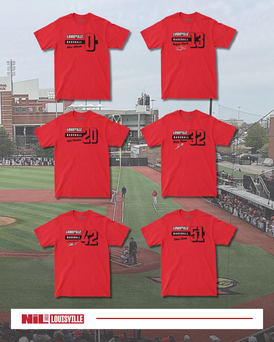 🚨LOUISVILLE BASEBALL EXCLUSIVE RELEASES🚨 

A new collection featuring new exclusive merch for Alex Alicea, Tague Davis, Jake Munroe, Zion Rose, Ethan Eberle, and Eddie King Jr! ⚾️🤩🙌 #NIL #GoCards #L1C4 

nil.store/louisville/spo…