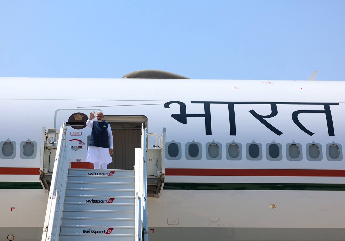 Waseembaba123's tweet image. PM Narendra Modi concludes a productive visit to Cyprus and emplanes for Canada, where he will take part in the G7 Summit.
