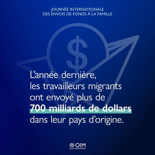 OIM Bénin (@oimbenin) on Twitter photo Les #EnvoisdeFonds soutiennent des millions de familles à travers le monde, renforcent les économies locales et favorisent la santé, l’éducation et l’entrepreneuriat.
L’ <a href="/UNmigration/">IOM - UN Migration 🇺🇳</a> reconnait le rôle vital des diasporas et promeut une #migration sûre et inclusive pour tous. Les #EnvoisdeFonds soutiennent des millions de familles à travers le monde, renforcent les économies locales et favorisent la santé, l’éducation et l’entrepreneuriat.
L’ <a href="/UNmigration/">IOM - UN Migration 🇺🇳</a> reconnait le rôle vital des diasporas et promeut une #migration sûre et inclusive pour tous.