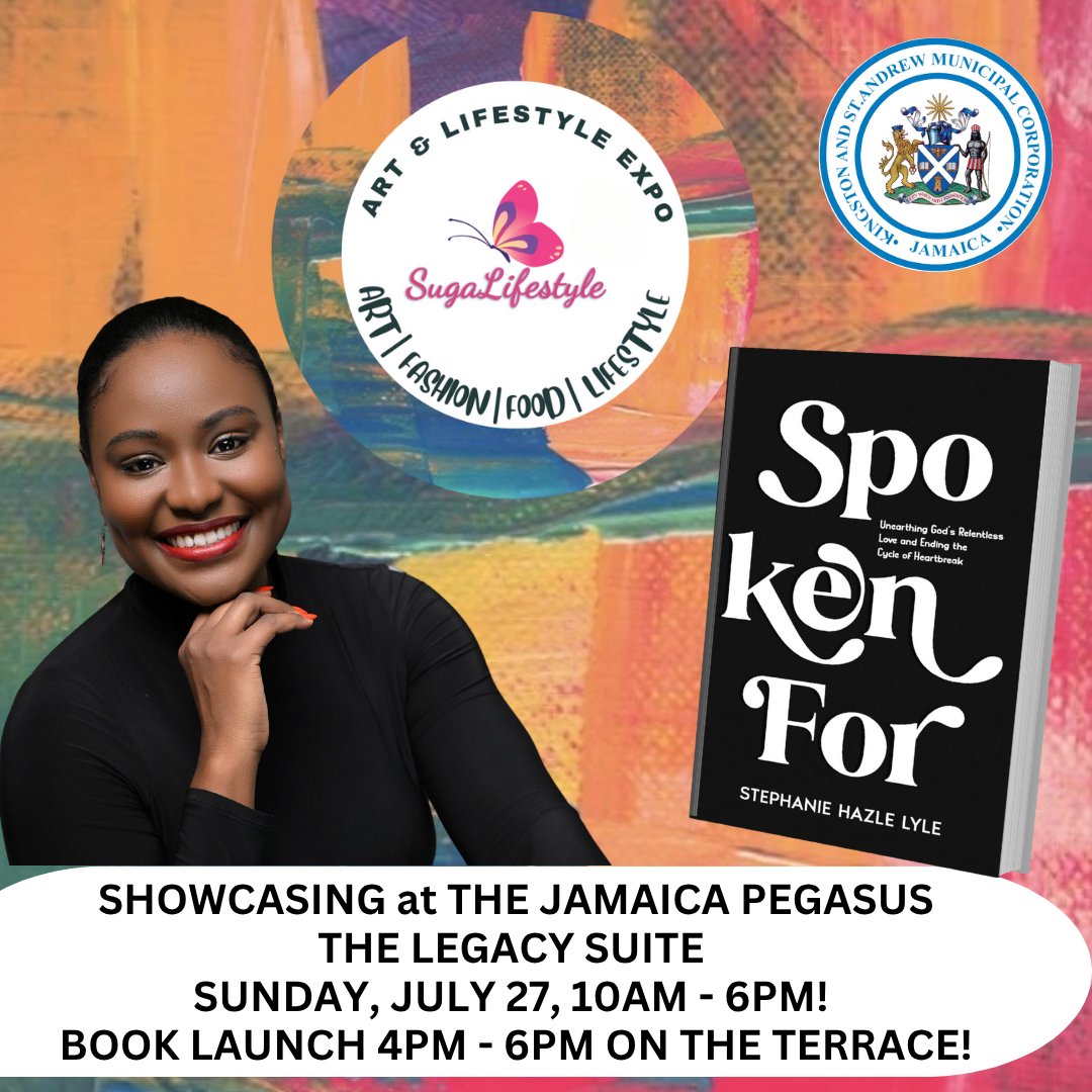 In 6 Weeks We Have a Book Launch at our Art &amp; Lifestyle Expo 27.7.25 @jamaicapegasus !
We're so excited to have Stephanie Hazle Lyle launch her New Book, 'Spoken For'!
Art collectors, Literature enthusiasts, all who enjoy embracing Brand Jamaica &amp; our Culture are in for a treat!