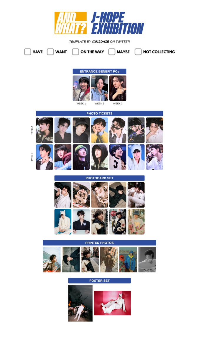 BTS J-HOPE HOBI SOLO EXHIBITION PC PHOTOCARD WISHLIST WL TEMPLATES