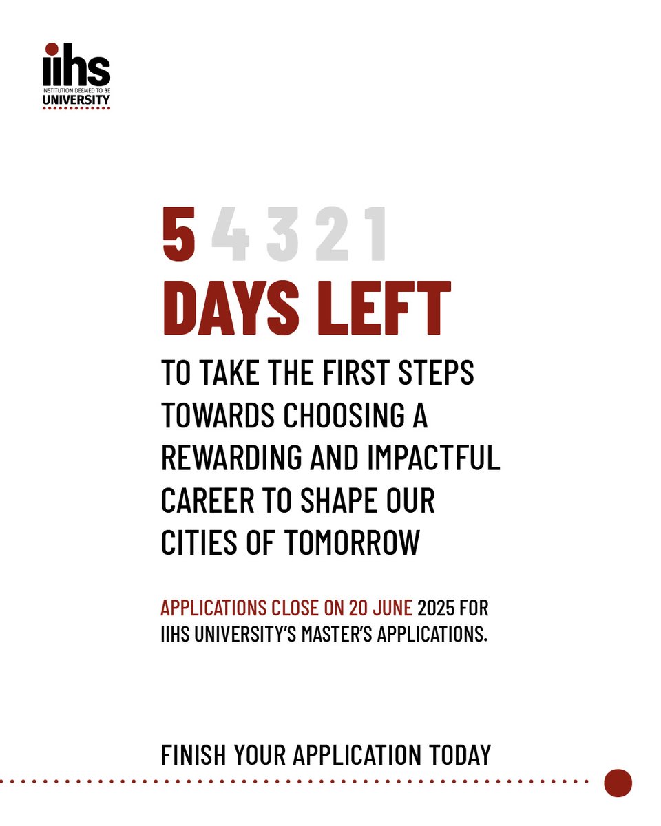 5 days to submit your application! Discover how IIHS University can transform your journey ahead — and apply before it’s too late.

Apply here: bit.ly/45WtO9i