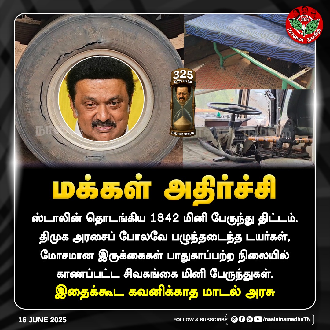 NaalaiNamadheTN's tweet image. மக்கள் அதிர்ச்சி 

#DMKFails | #Sivagangai | #MiniBus | #TNTransport | #SSSivasankar | #DMKFailsTN | #BusIssue | #StalinFails | #NaalaiNamadhe | #NaalaiNamadheTN | 

@mkstalin | @sivasankar1ss