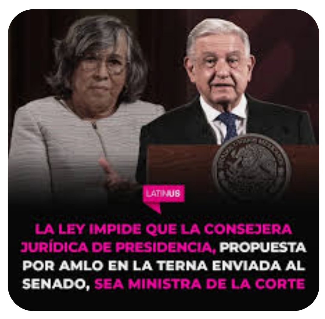 #INCREÍBLE 
Estela Ríos González, consejera jurídica de <a href="/lopezobrador_/">Andrés Manuel</a> y autora intelectual de sus delirante reformas, ahora como ministra <a href="/SCJN/">Suprema Corte</a> resolverá los amparos contra sus aberrantes propuestas.
¿En qué país esto es legal, <a href="/Claudiashein/">Claudia Sheinbaum Pardo</a>?