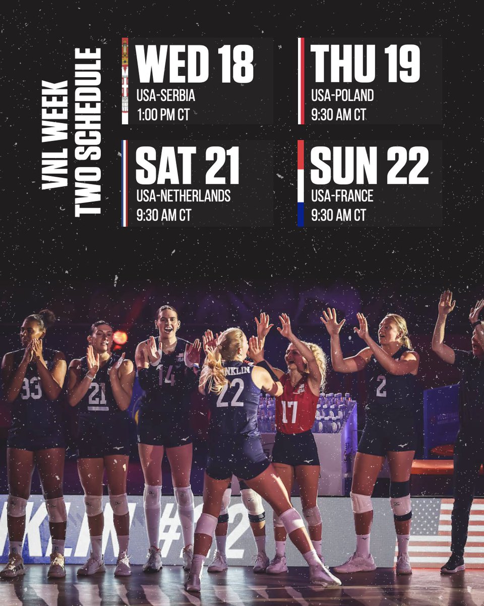 VNL Week ✌️🔜

All matches will be streamed on CBSSN and VBTV this week.