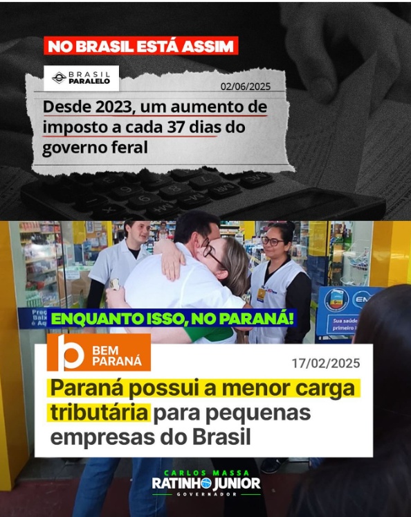 Enquanto no Brasil o governo federal aumenta imposto, aqui no Paraná a gente corta gastos e isenta os tributos pra pesar menos no bolso dos paranaenses! 💪👊

instagram.com/p/DK9qBjXg-3K/…