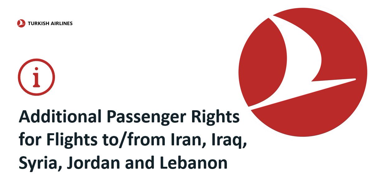 ℹ️ Update

Dear Passengers,

Due to recent developments affecting flights to Iran, Iraq, Syria, Jordan, and Lebanon, for tickets issued on or before June 13, 2025, passengers holding reservations on flights between June 13 – June 30, 2025 (inclusive) may take the following