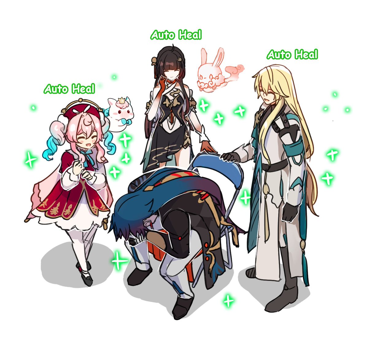 pun_rii's tweet image. Auto heal 😅
#hsrcreators #honkaistarrail #Hyacine #blade #luocha #lingsha