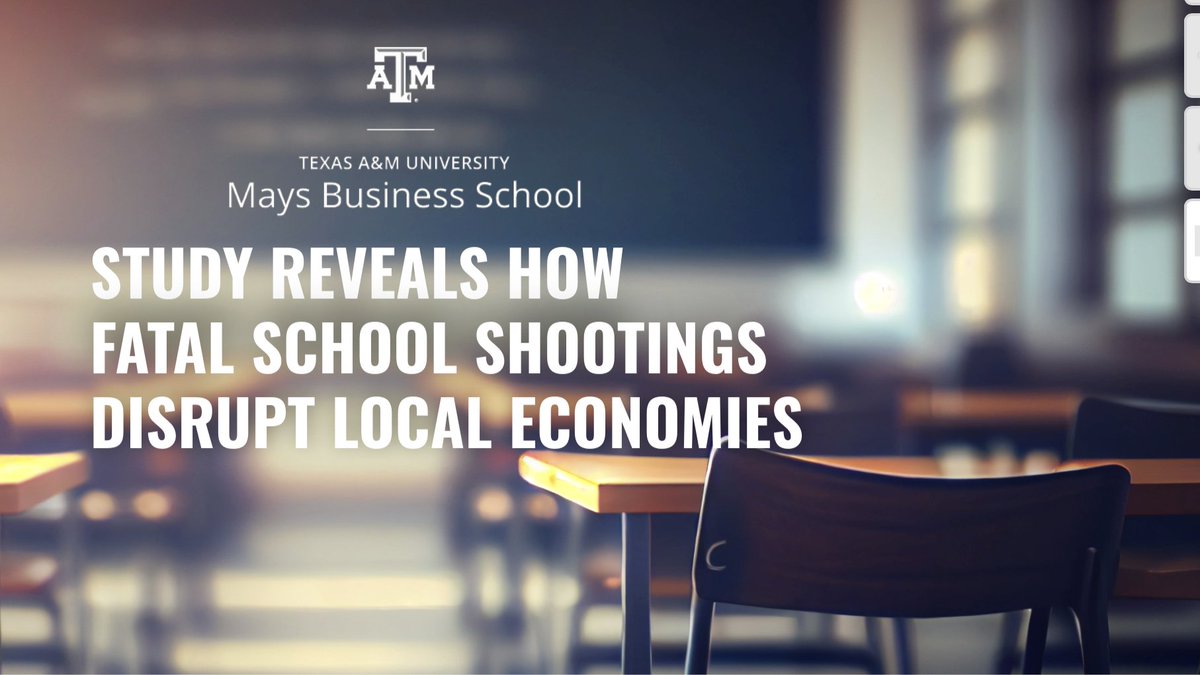 New research by Mays’ professor Shrihari Sridhar and colleagues reveals how school shooting tragedies create lasting economic ripples in communities, affecting consumer behavior and local businesses for months.

Learn more: bit.ly/3ToOvDi