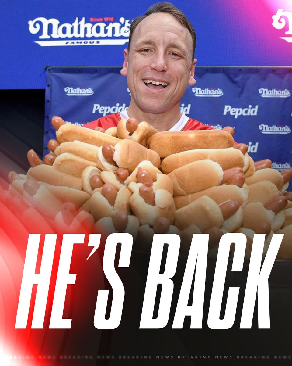Joey Chestnut will return for the Nathan's Hot Dog Eating Contest on July 4 in Coney Island, he announced on social media.

The 16x champ is back 😤