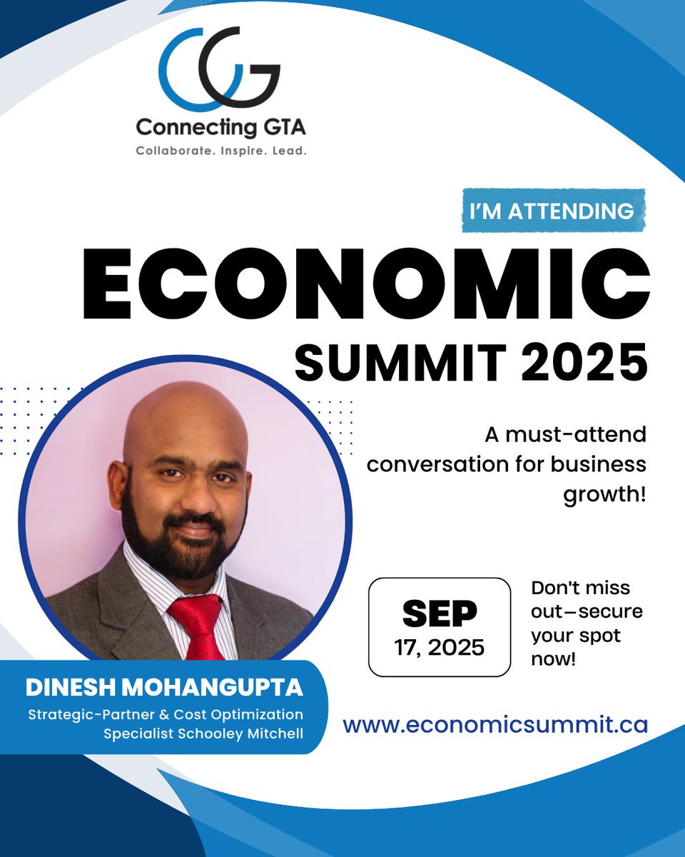 "Dinesh Mohangupta" is attending the Connecting GTA Economic Summit 2025!

🗓️ September 17, 2025
📍 937 Progress Ave, Scarborough
🔗 Register now: cgta.club/event-5941373

#GTAEconomicSummit2025 #SterlingLee #EconomicLeadership #RegisterNow
