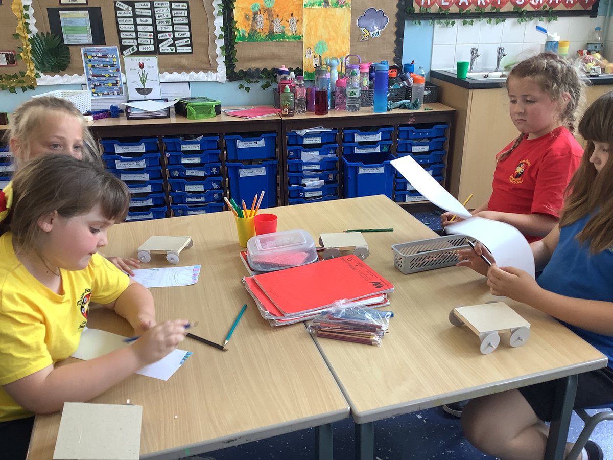 MrsLM_Thatto's tweet photo. We made cars in our DT lesson. We were so happy that they all moved after our initial prototype that was a disaster! #DT https://t.co/qwbmqi9IXd