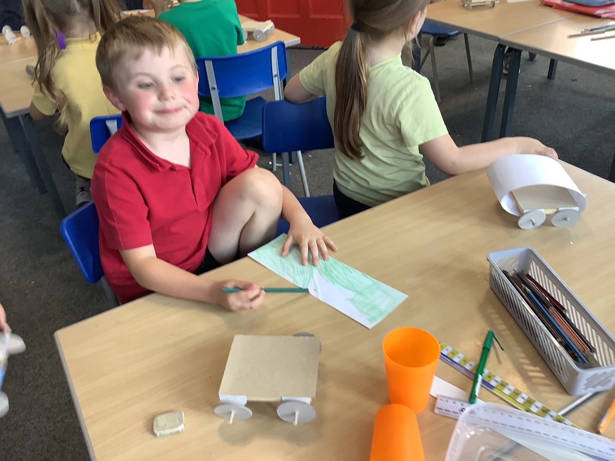 MrsLM_Thatto's tweet photo. We made cars in our DT lesson. We were so happy that they all moved after our initial prototype that was a disaster! #DT https://t.co/qwbmqi9IXd