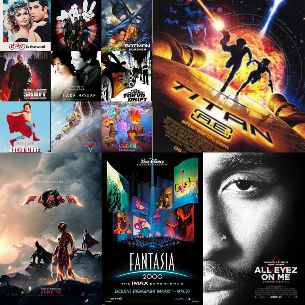 chrisgb002000's tweet photo. #OTD #Grease #GhostbustersII #BatmanForever #Shaft #TitanAE #Fantasia2000 #TheLakeHouse #FastAndTheFuriousTokyoDrift #NachoLibre #Cars3 #Elemental #AllEyezOnMe & #TheFlash were released https://t.co/wwdanNLiC4