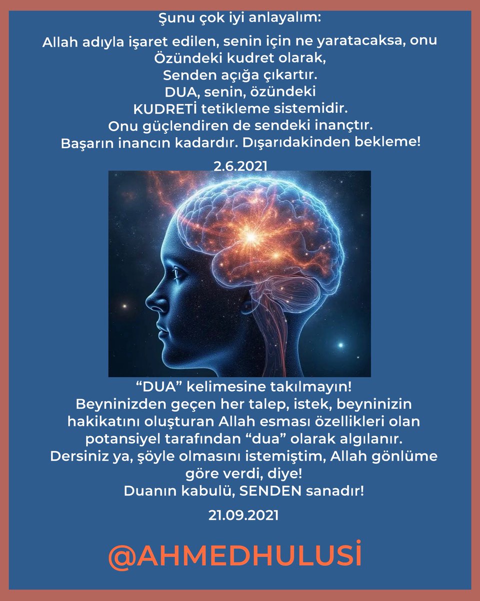 Bu konunun özünde “Dua ve Zikir’in Gücü” yer almaktadır. 
Zikrin beyindeki işlevinin ne olduğu dünyada ilk defa <a href="/AhmedHulusi/">Ahmed Hulûsi</a> tarafından "İnsan ve Sırları" kitabında(1986) yayınlanmıştır. Ayrıca “Dua ve Zikir” kitabında (1991) da bu konu detaylı bir şekilde açıklanmıştır.