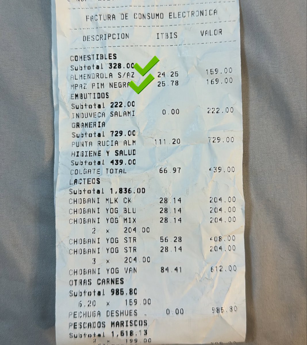 Algunas cosas parecen nimias, como revisar la factura del supermercado. En esta cuenta me cobraron 2 cosas que no compré, que no vinieron en mi compra, pero si las pasaron por el lector. Si importa revisar estas facturas.