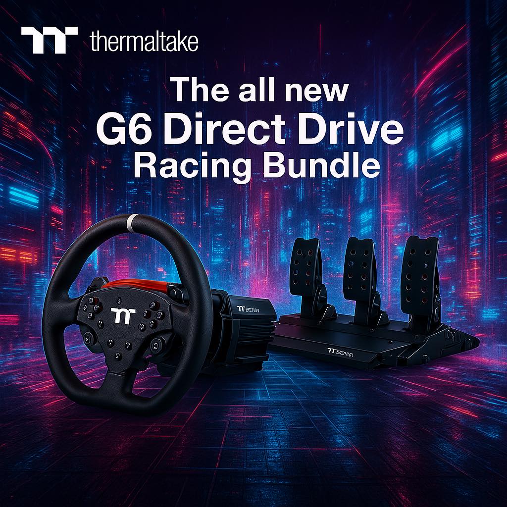 Thermaltake UK Official (@thermaltake_uk_) on Twitter photo You’re going to want to hear about out new G6 Direct Drive Racing Wheel & Pedals Bundle.🏎
Unrivaled immersion, precision control, and pro-grade durability—engineered to let every driver push the limits and feel every lap.
👉 <a href="/ScanComputers/">Scan Computers</a> : bit.ly/TTG6RACING You’re going to want to hear about out new G6 Direct Drive Racing Wheel & Pedals Bundle.🏎
Unrivaled immersion, precision control, and pro-grade durability—engineered to let every driver push the limits and feel every lap.
👉 <a href="/ScanComputers/">Scan Computers</a> : bit.ly/TTG6RACING