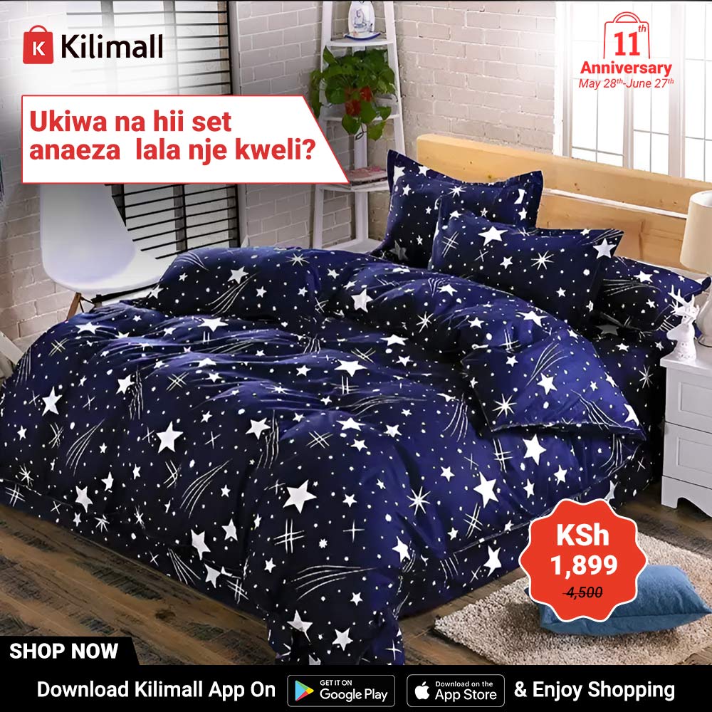 Ukiwa na hii set anaeza lala nje kweli?🤣Nyakua>> k.kili.co/1r1gi 4pcs Bedding Sets Comforter Set na 1,899 bob tu leo!
Download the Kilimall app, use the code 18893022 to search for it and order today🥳
#Kilimall #duvetsetoffer #offer #Kilimall11thAnniversary #discounts